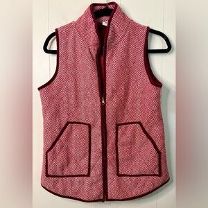 Katydid Red White Chevron Stitched Zip Up Vest, Size XS